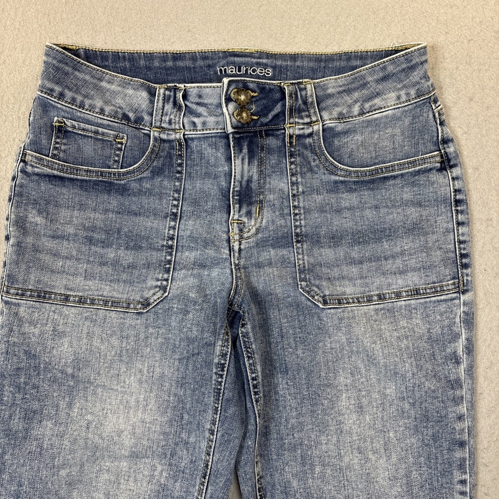 Maurice Cropped Jean Capri Pants Denim Slant Pockets Size 12 - Picture 2 of 9